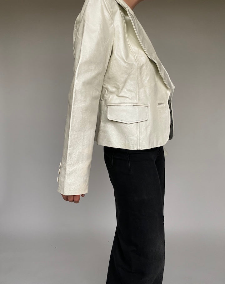 VINTAGE CREAM LEATHER JACKET 532-5
