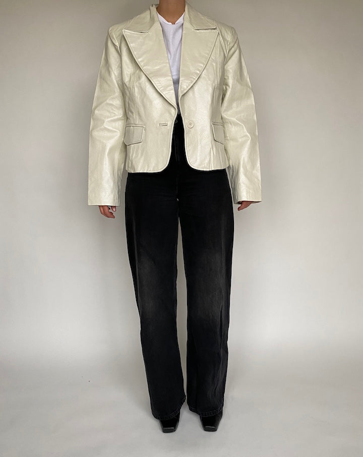 VINTAGE CREAM LEATHER JACKET 532