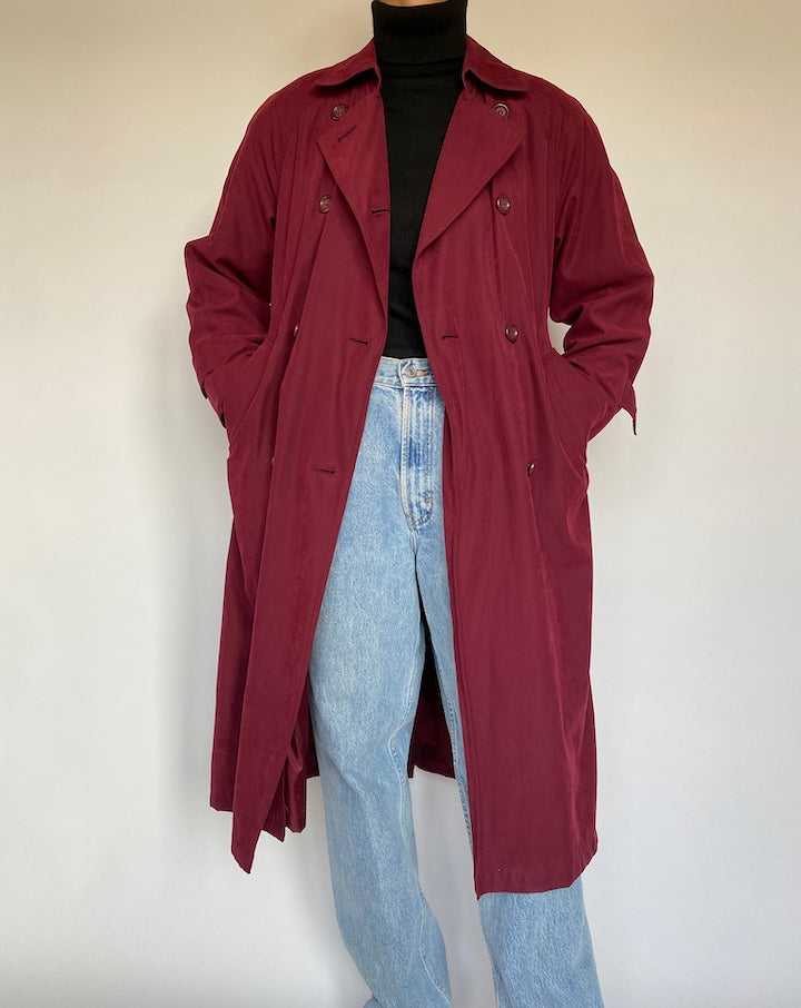 VINTAGE CRIMSON TRENCH COAT 400-4