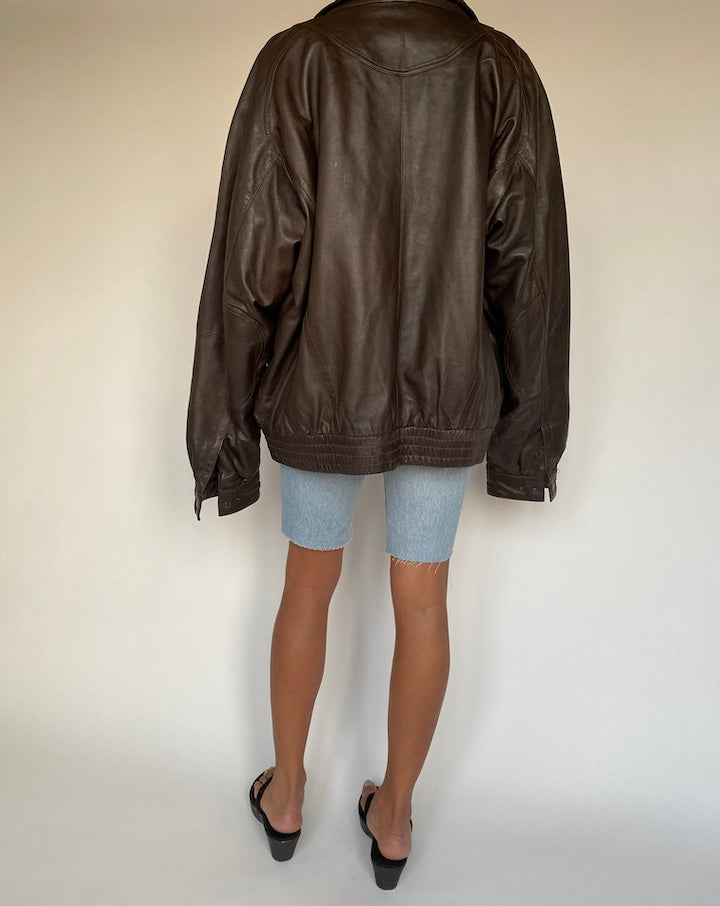VINTAGE DARK BROWN LEATHER JACKET 1371-2