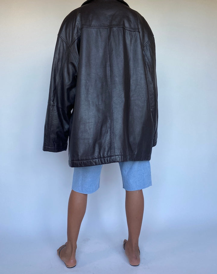 VINTAGE DARK BROWN LEATHER JACKET 902-2