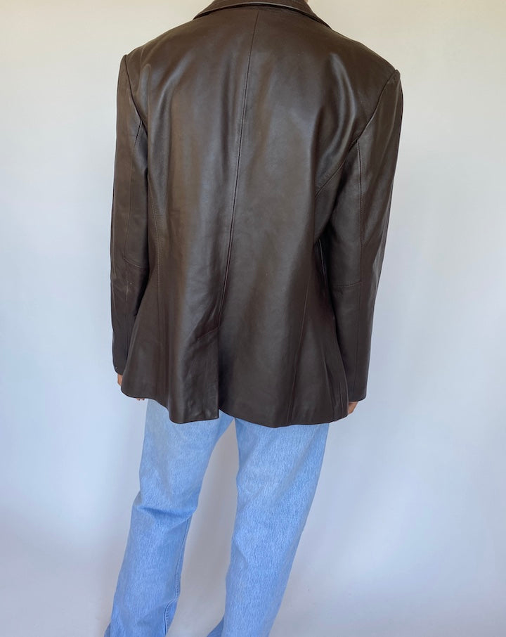 VINTAGE DARK BROWN LEATHER JACKET 991-2