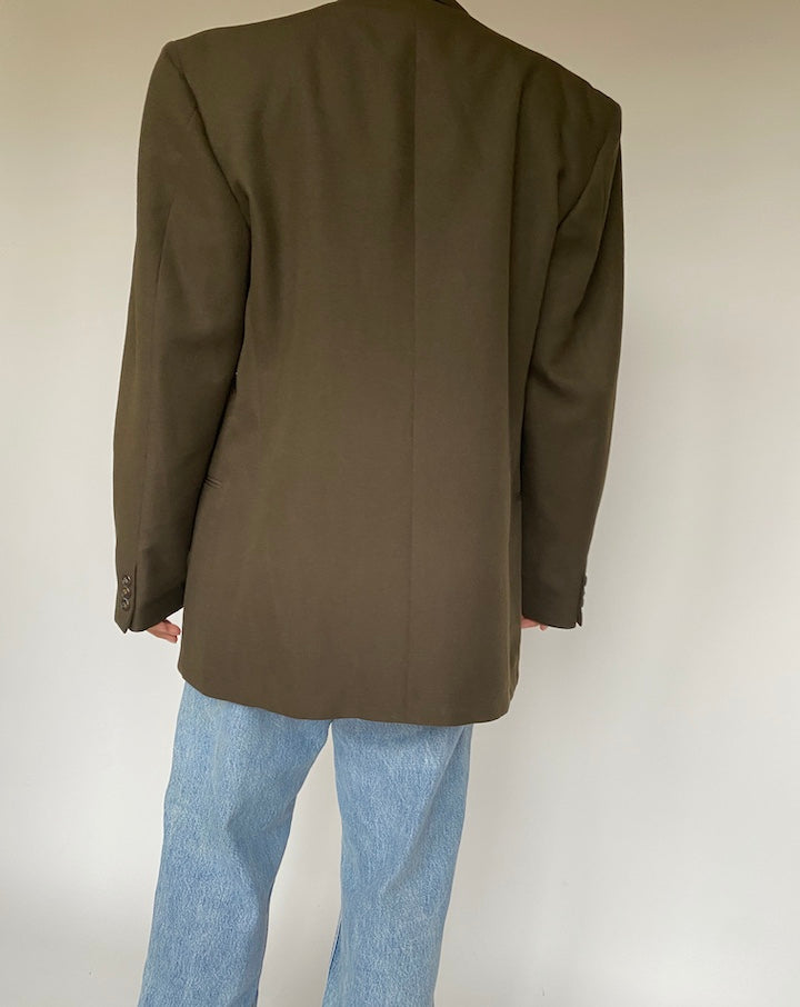 VINTAGE DARK GREEN DOUBLE BREASTED BLAZER 1217-2