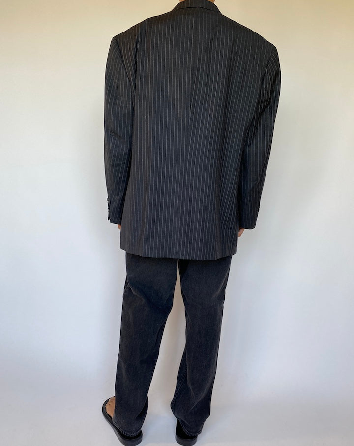 VINTAGE DARK GREY PINSTRIPED BLAZER 1504-2