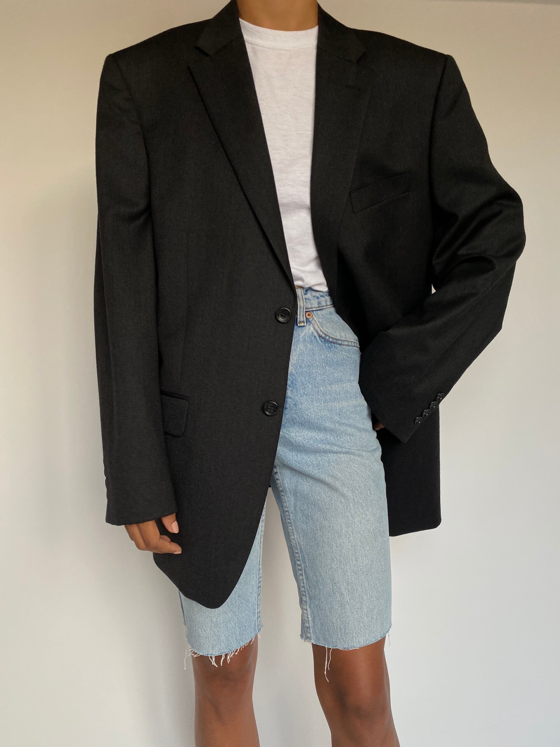 VINTAGE DARK GREY WOOL BLAZER 1370-2