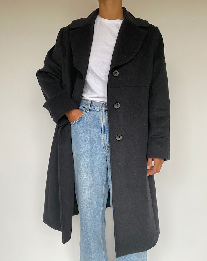 VINTAGE DARK GREY WOOL COAT 1204-2