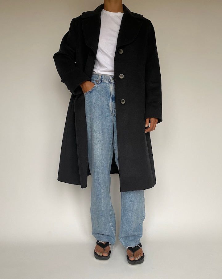 VINTAGE DARK GREY WOOL COAT 1204-3