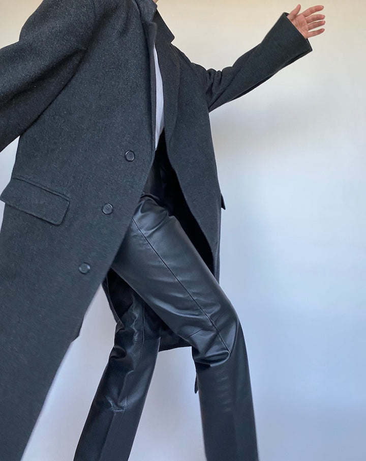 VINTAGE DARK GREY WOOL COAT 481-2