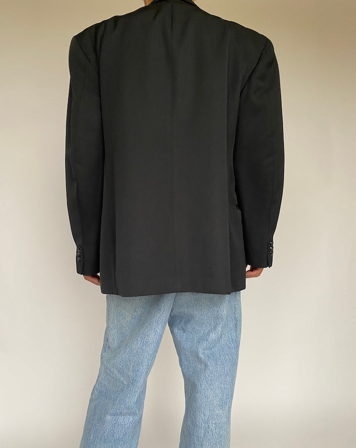 VINTAGE DOUBLE BREASTED BLACK BLAZER 1029-2