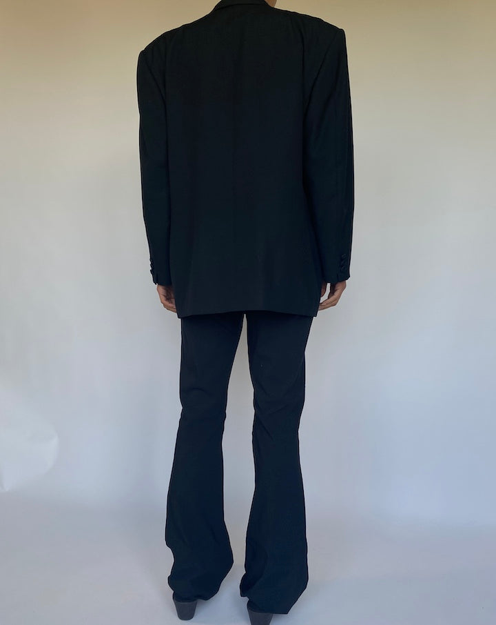 VINTAGE DOUBLE BREASTED BLACK WOOL BLAZER 1102-2