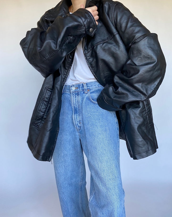 VINTAGE FAUX LEATHER JACKET 490-4
