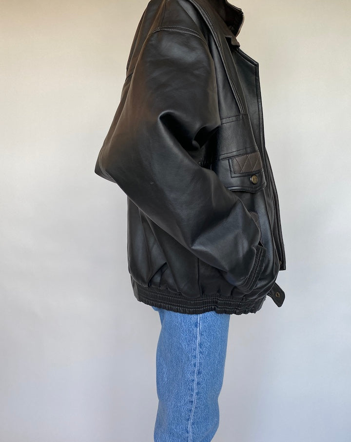 VINTAGE FAUX LEATHER JACKET 596-3