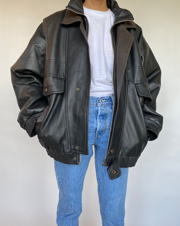 VINTAGE FAUX LEATHER JACKET 596