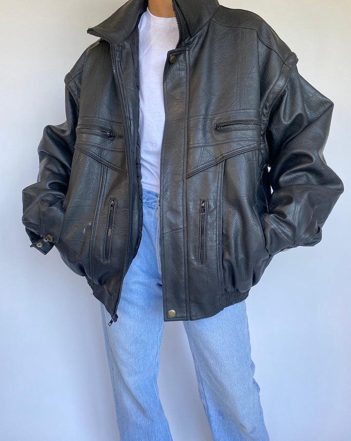 VINTAGE FAUX LEATHER JACKET 971-3