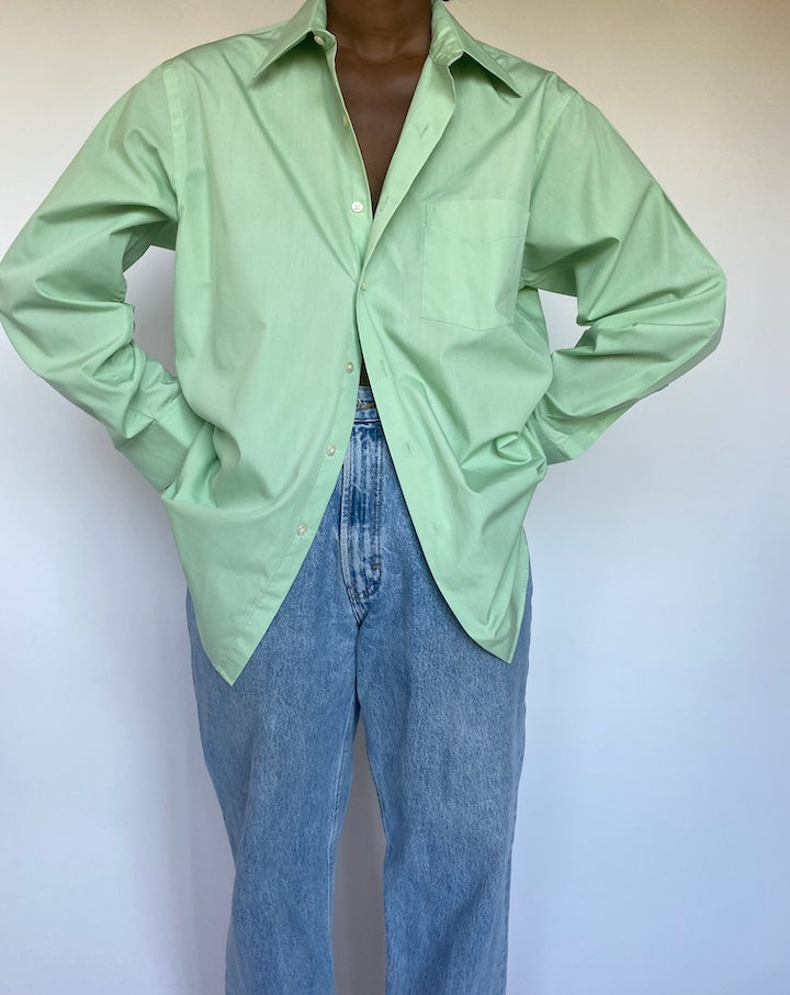 VINTAGE GREEN BUTTON DOWN SHIRT 1307-2