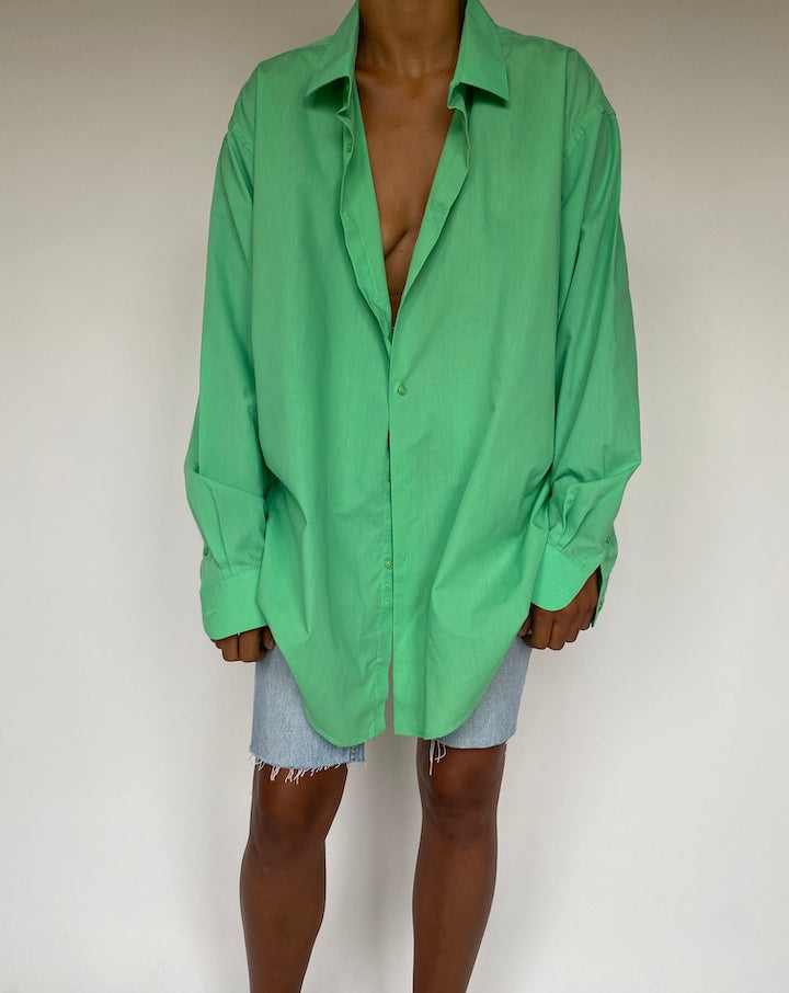 VINTAGE GREEN COTTON BLENDED SHIRT 1239-2