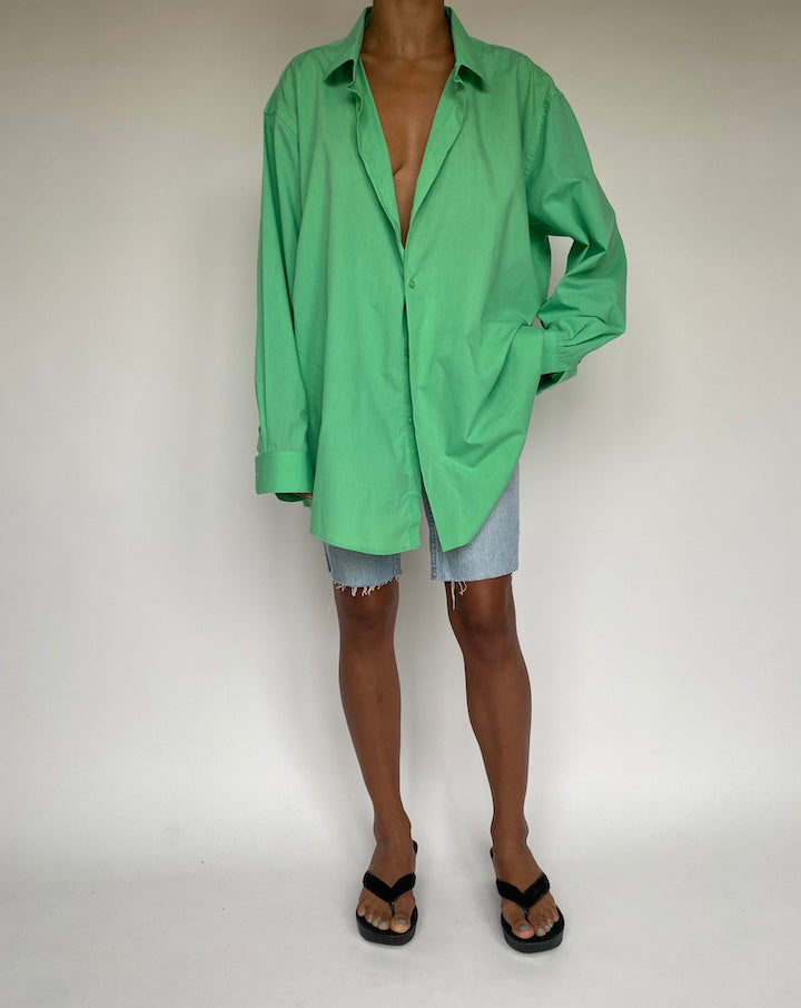 VINTAGE GREEN COTTON BLENDED SHIRT 1239-3