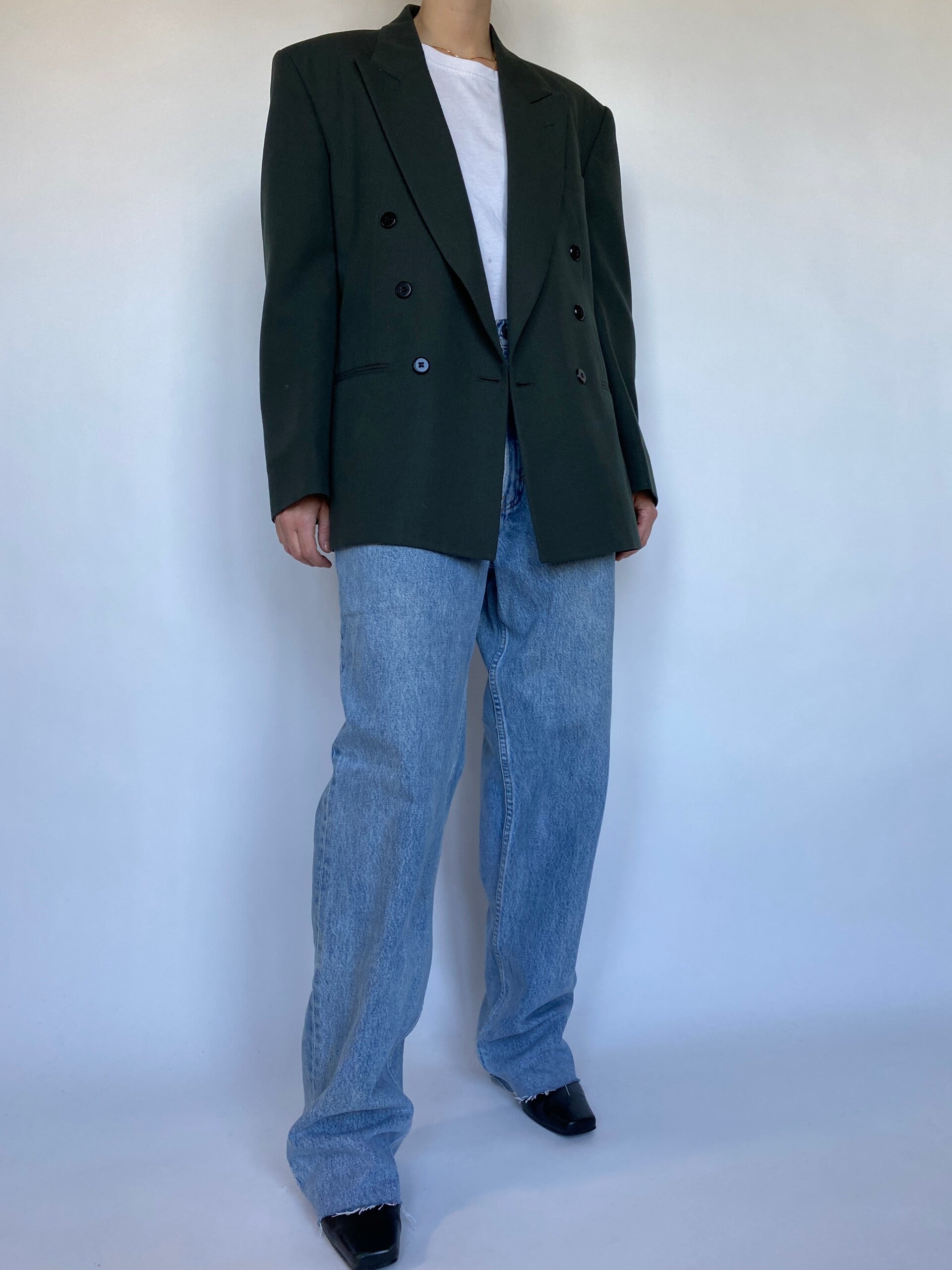 VINTAGE GREEN DOUBLE BREASTED BLAZER 491