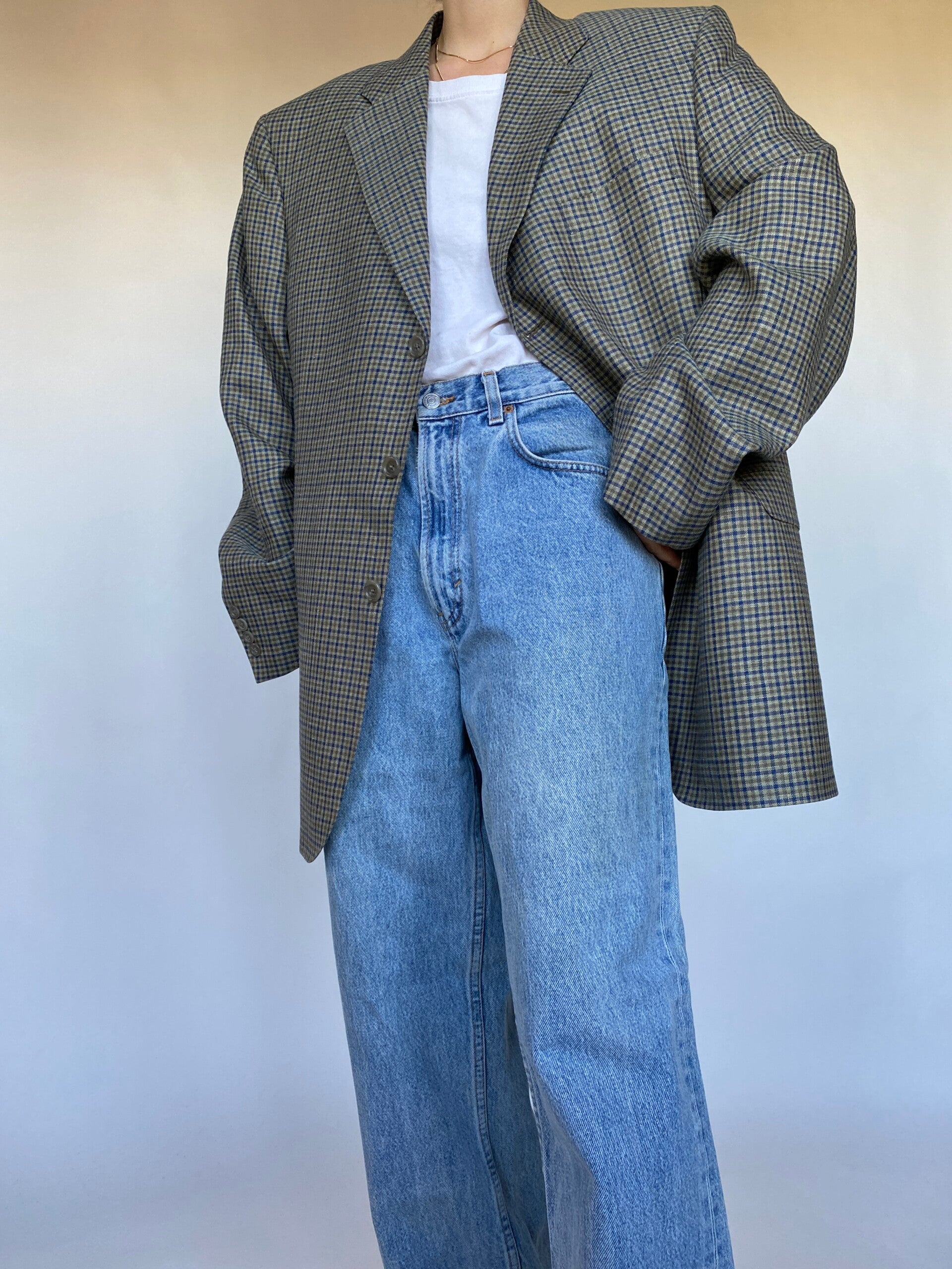 VINTAGE GREEN OVERSIZED BLAZER 489-4