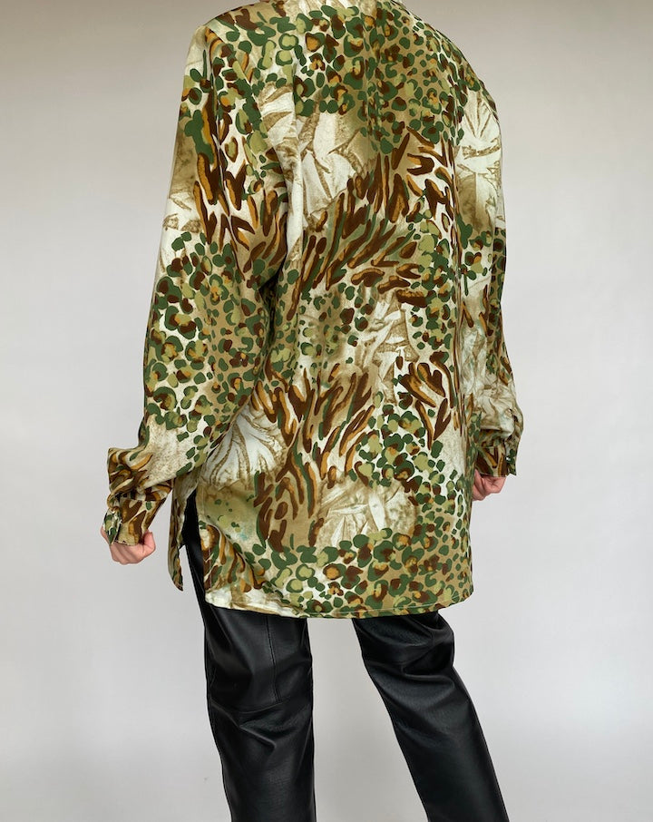VINTAGE GREEN PATTERNED BLOUSE 466