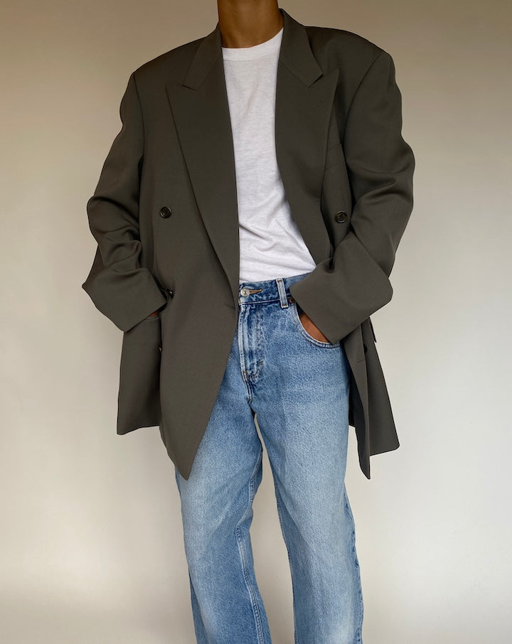 VINTAGE GREY DOUBLE BREASTED BLAZER 1342-3