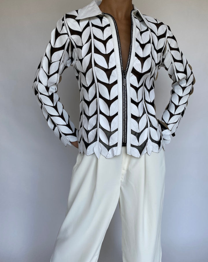VINTAGE LEATHER CARDIGAN 158-6