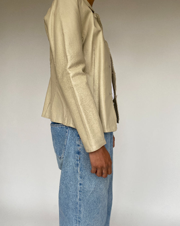VINTAGE LIGHT BEIGE LEATHER JACKET 1231-2