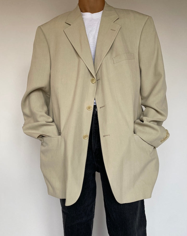 VINTAGE LIGHT BEIGE SILK BLAZER 1337-2