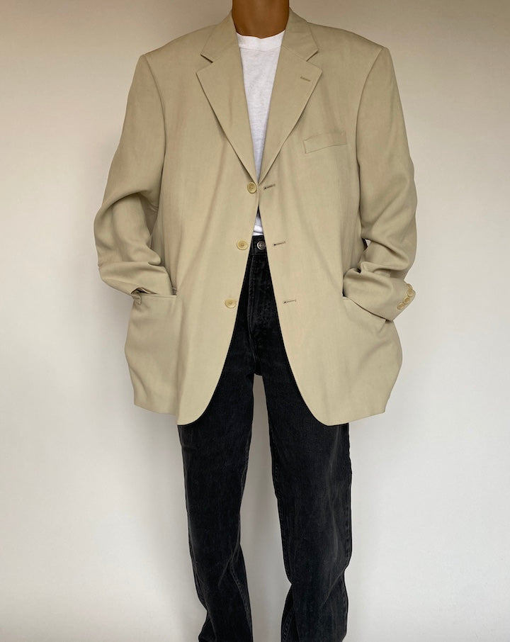 VINTAGE LIGHT BEIGE SILK BLAZER 1337-3