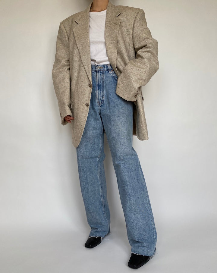 VINTAGE LIGHT BEIGE SILK BLAZER 4