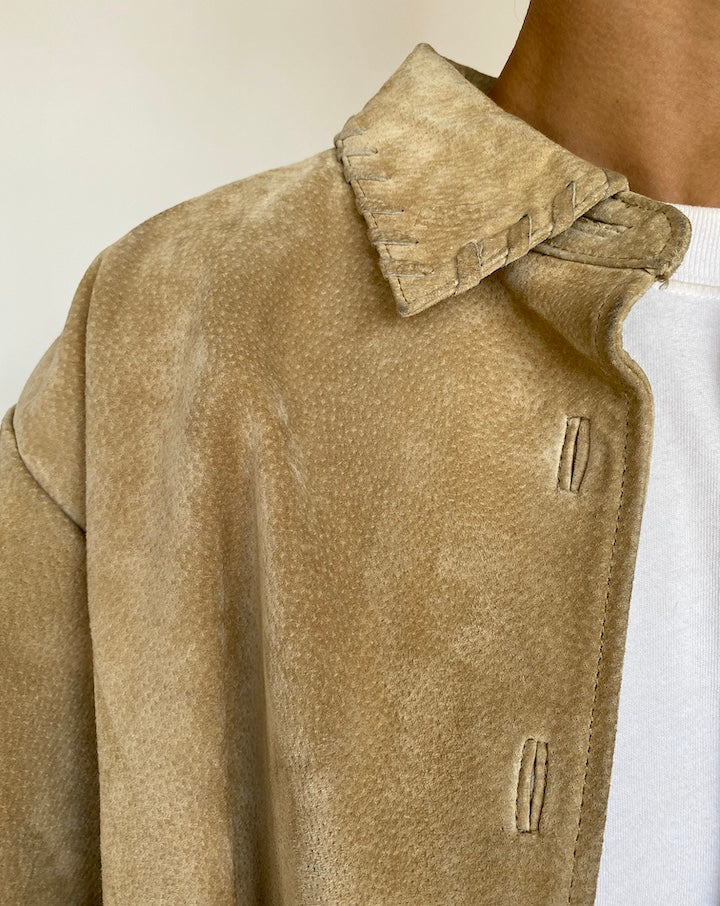 VINTAGE LIGHT BEIGE SUEDE JACKET 332-2