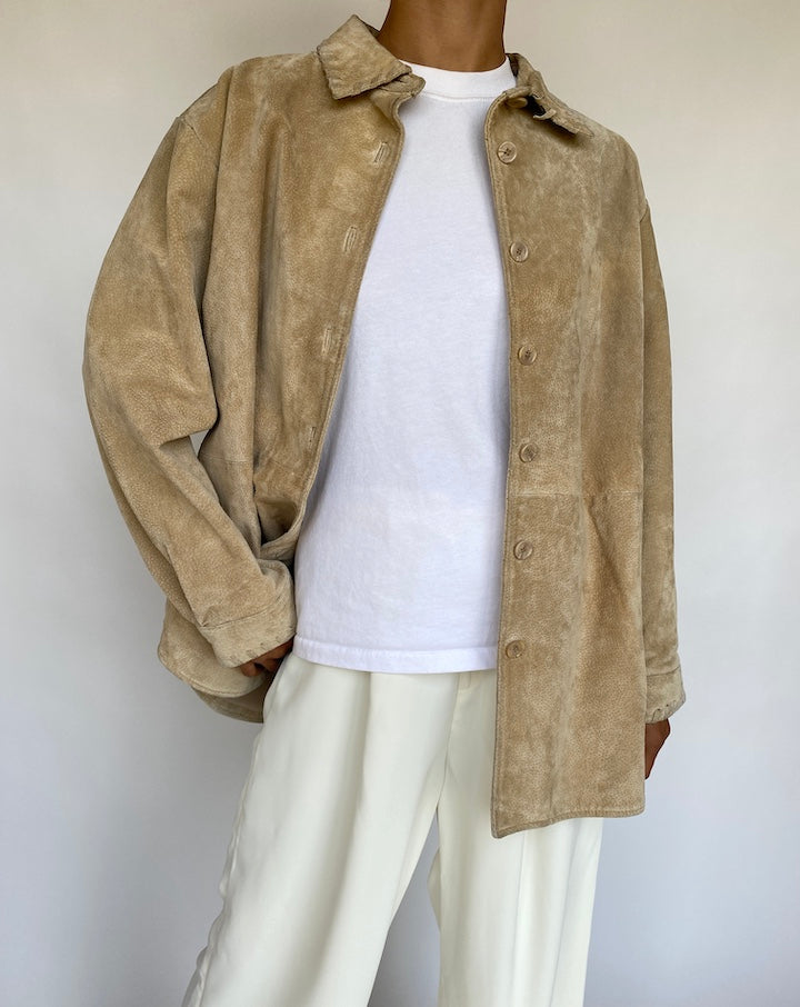 VINTAGE LIGHT BEIGE SUEDE JACKET 332-4