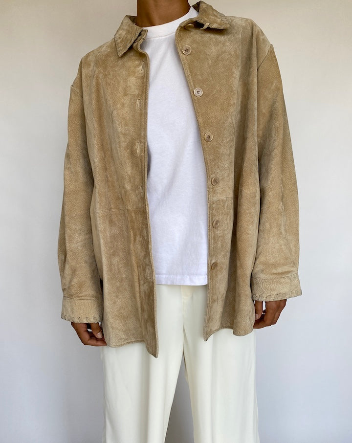 VINTAGE LIGHT BEIGE SUEDE JACKET 332-5