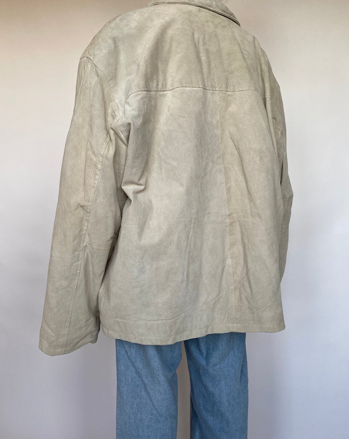 VINTAGE LIGHT BEIGE SUEDE LEATHER JACKET 594-3