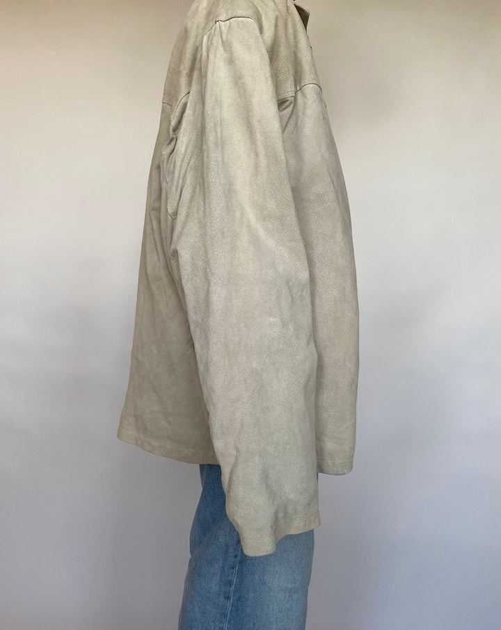 VINTAGE LIGHT BEIGE SUEDE LEATHER JACKET 594