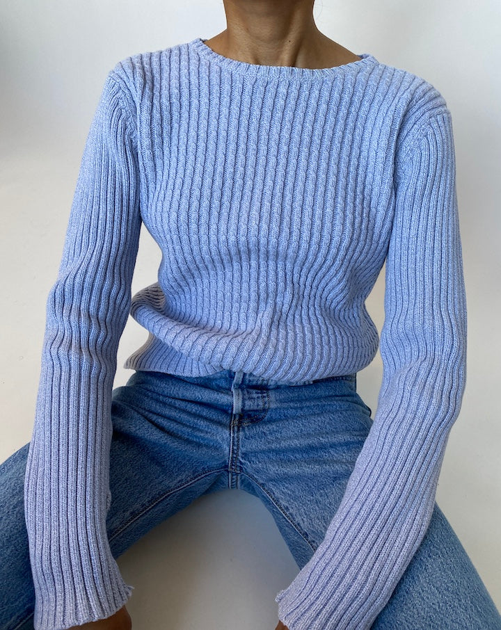 VINTAGE LIGHT BLUE KNITTED SWEATER 600-3