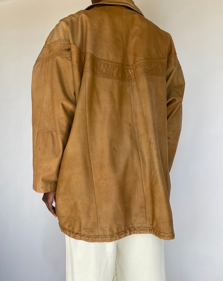 VINTAGE LIGHT BROWN LEATHER JACKET 1195-2
