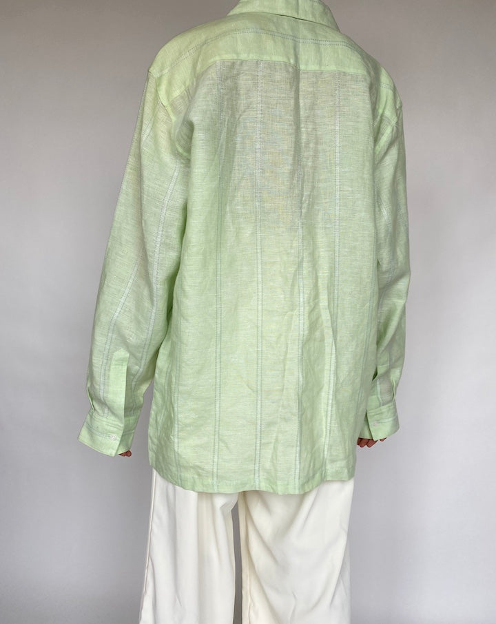 VINTAGE LIGHT GREEN LINEN SHIRT 642-2