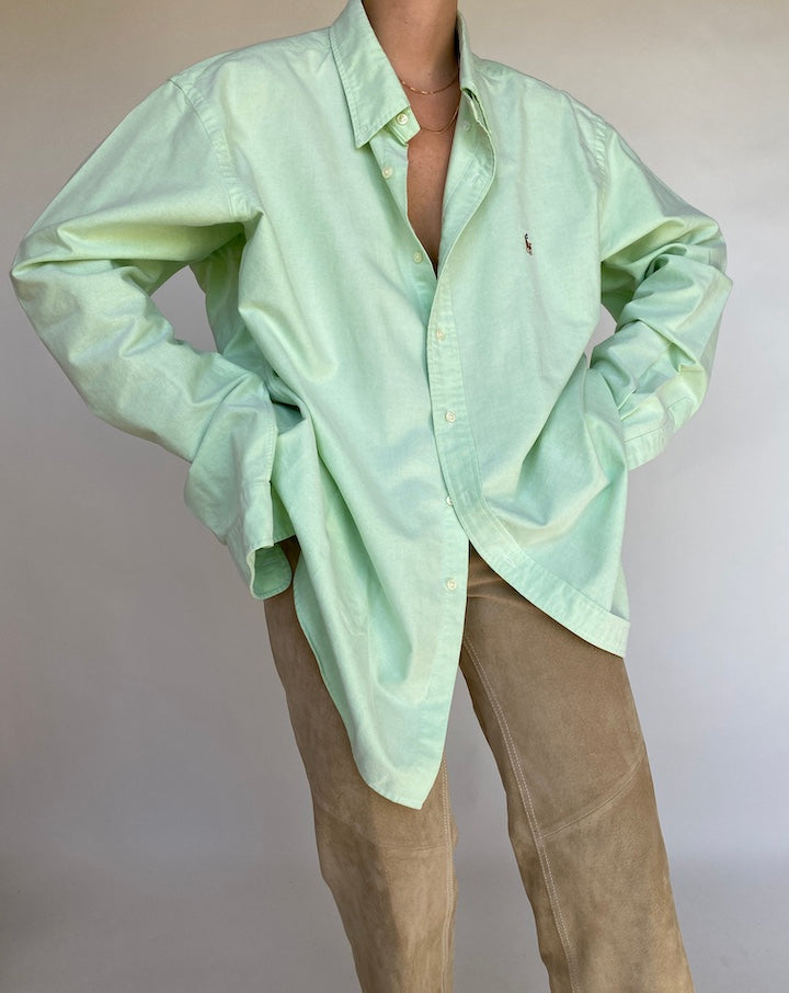 VINTAGE LIGHT GREEN RALPH LAUREN SHIRT 438 4