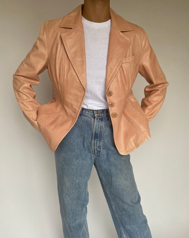 VINTAGE LIGHT PINK LEATHER JACKET 1025-3