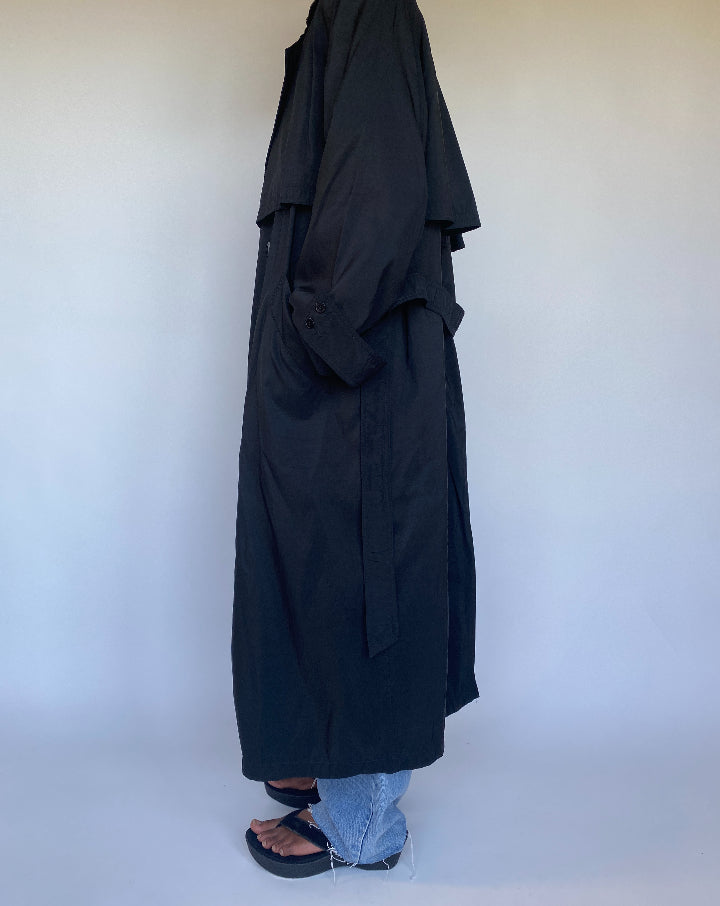 VINTAGE LIGHTWEIGHT BLACK TRENCH 1140-3