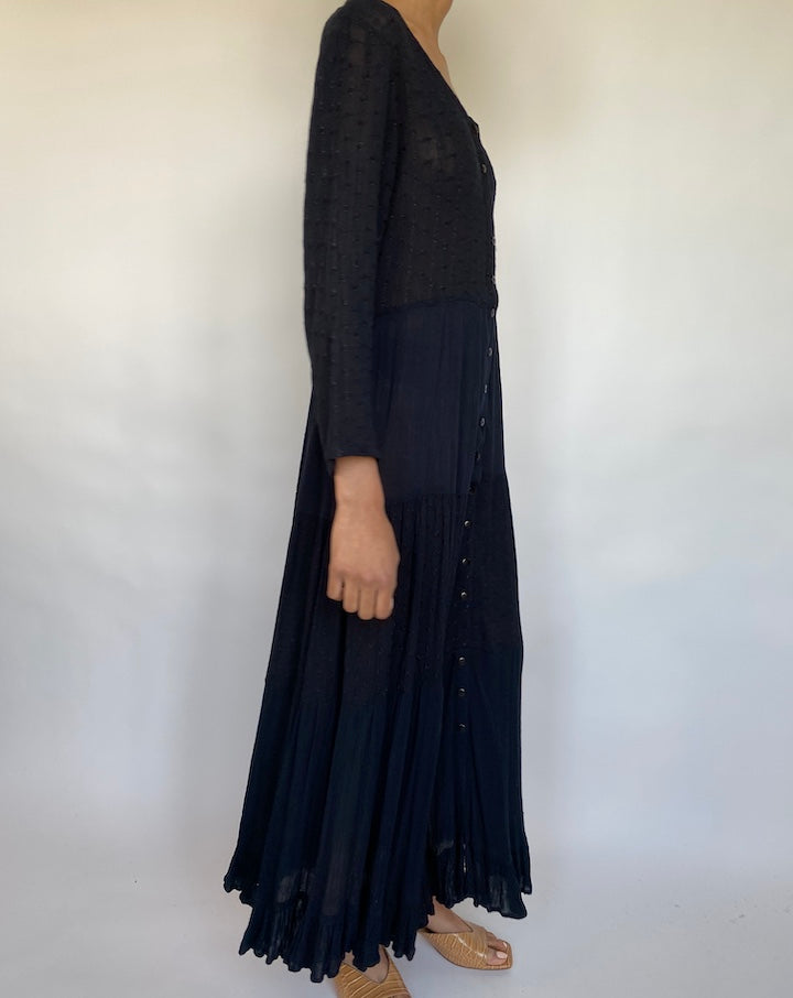 VINTAGE LONG BLACK DRESS 531-4