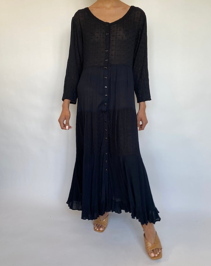 VINTAGE LONG BLACK DRESS 531-5