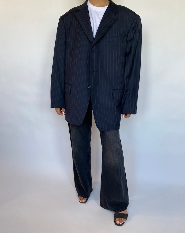 VINTAGE NAVY PINSTRIPED BLAZER 608-4