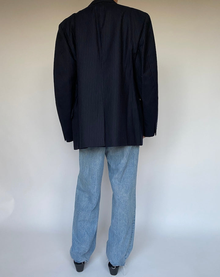 VINTAGE NAVY STRIPED WOOL BLAZER 10556-3