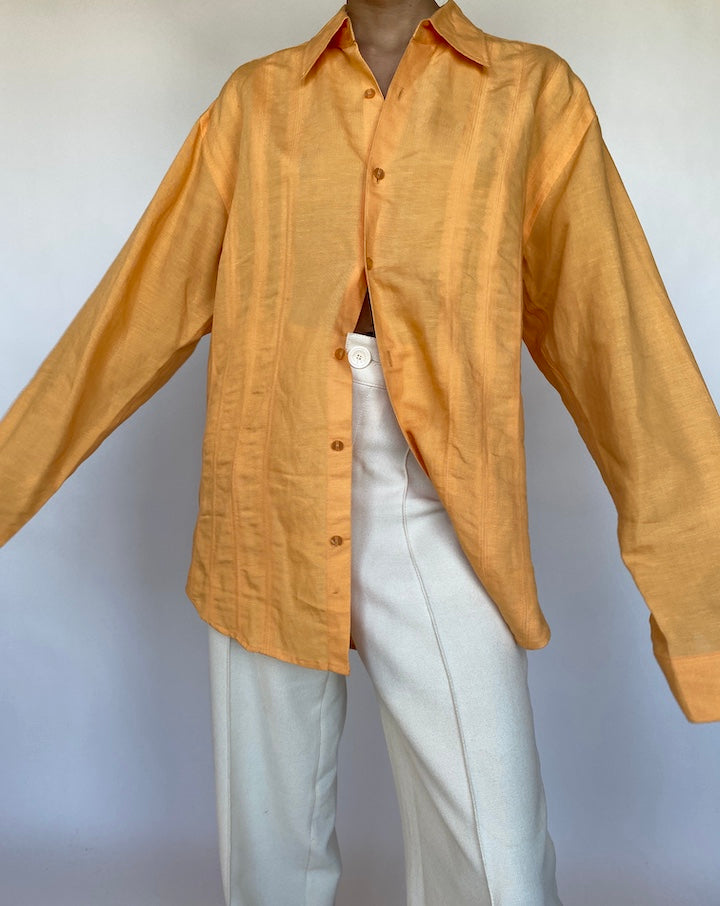VINTAGE ORANGE LINEN MIXED SHIRT 565-3
