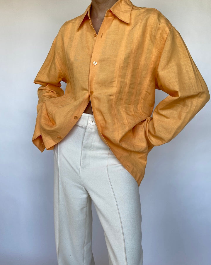 VINTAGE ORANGE LINEN MIXED SHIRT 565