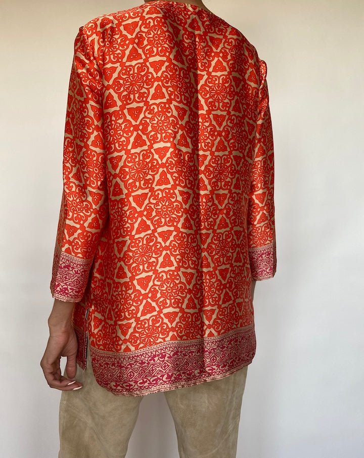 VINTAGE ORANGE SILKY TOP 588-2