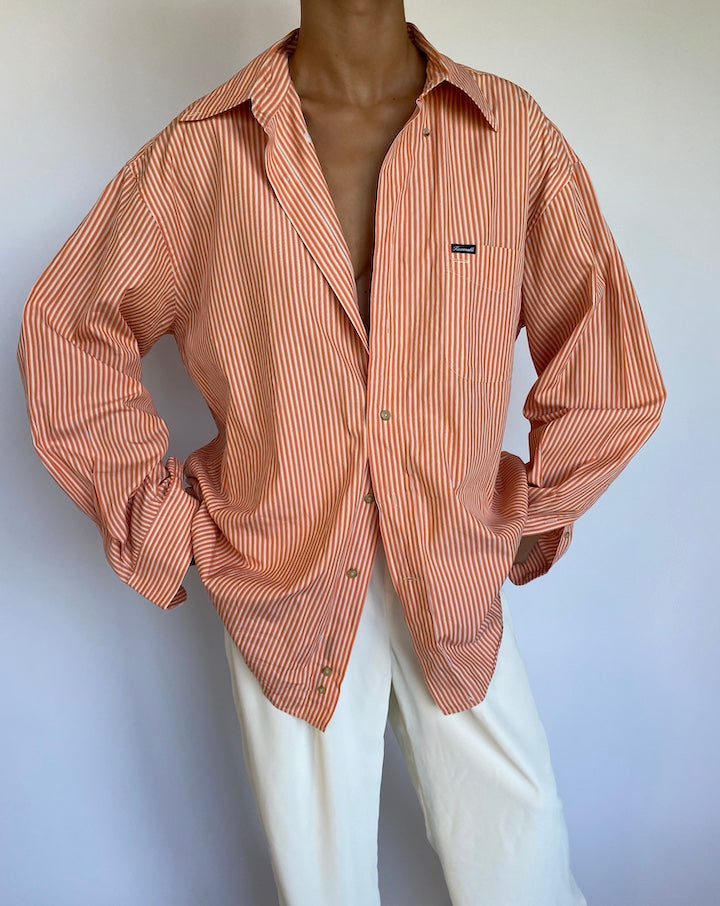VINTAGE ORANGE STRIPED SHIRT 952-2