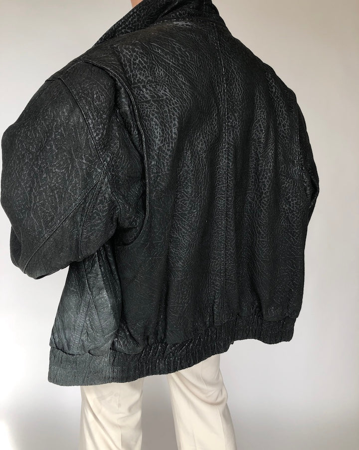 VINTAGE OVERSIZED ANIMAL PRINTED LEATHER JACKET